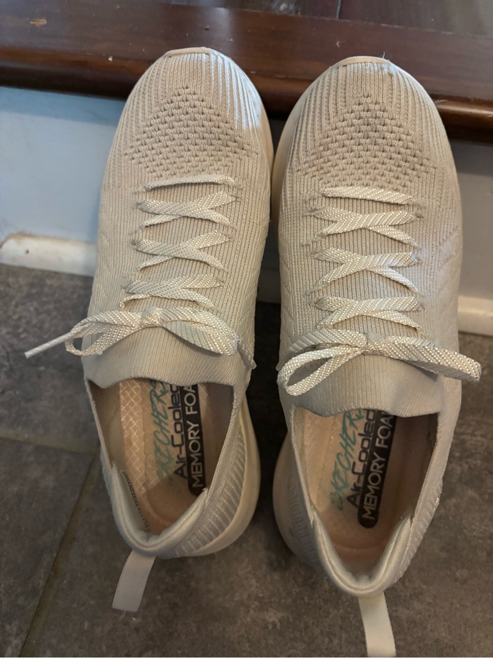 Skechers Women's Light Beige Knit Slip-On Sneaker